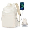 thumbnail image 1 of Large Laptop Backpack, Carry On College Computer Backpack , Casual Durable School Bag for Women and Men Fits 15.6 Inch Laptop ,Business Travel Backpack with Charging Port Beige, 1 of 9