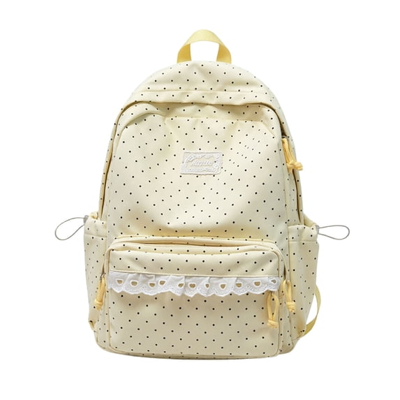 Large Laptop Backpack Lace Daypack â 16.9" Polka Dot School Bag for Travel & Daily Commute Yellow