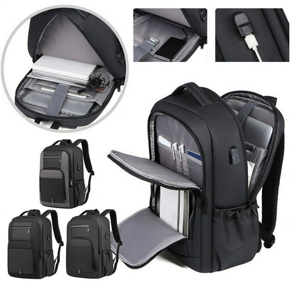 Large Laptop Backpack for Men with Usb Charging Port, 17 Inch Laptop Compartment & Shoe Storage, Water Resistant & Anti-theft Design for College, Business Travel & Daily Commute,Vsgery