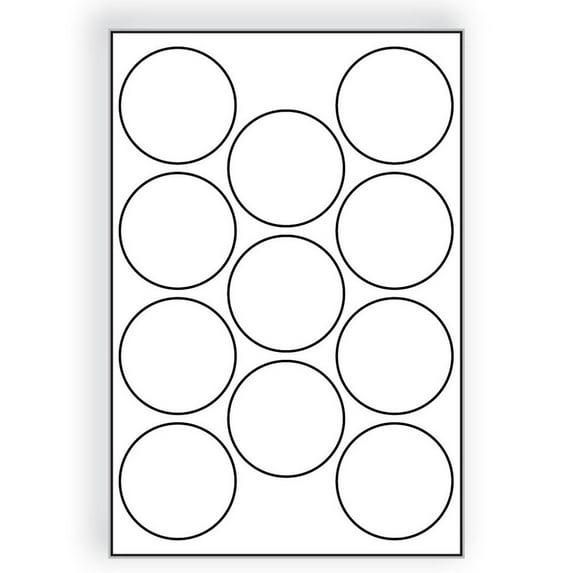 Large Laser Label Sheet, 4", White Semi-Gloss Circles, Laser Finish, Flat Sheet, Pre-Cut Die Labels (Box of 500)