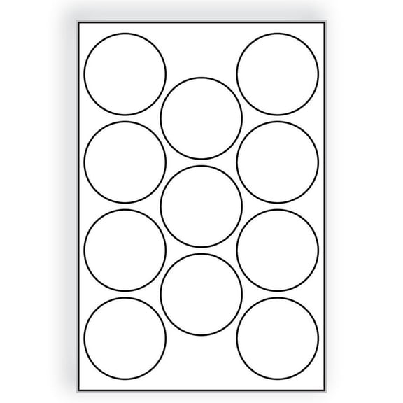Large Laser Label Sheet, 4", White Semi-Gloss Circles, Laser Finish, Flat Sheet, Pre-Cut Die Labels (Box of 500)