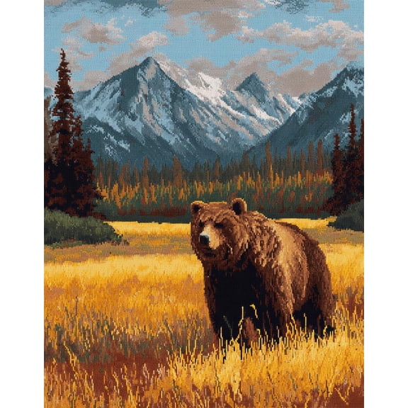 Large Latch Hook Kits For Adults, Bears In The Wild Rug Making Kit For Adults Beginners, Pre-Printed Pattern Rug Making Kit, Tapestry Kits Rug For Beginners, Latch Hook Rug Kits Embroidery C
