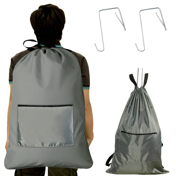 Large Laundry Backpack for College Students 29" x 19" with Adjustable Straps & Handles, Can Hanging Carry Laundry Hamper Bag Pocket for Travel and Camping