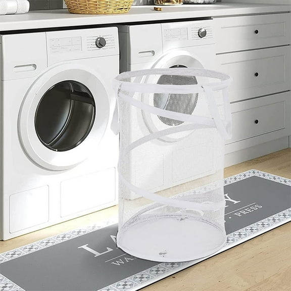 Large Laundry Basket 1 Pieces 36*58cm Collapsible Breathable Easy To Hold Hamper Mesh Laundry Nylon Polyester Tight Wire