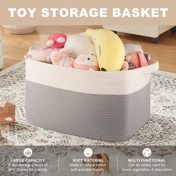 Large Laundry Basket,Blanket Basket for Living Room,Storage Basket, Toy Basket for Kids, Woven Basket for Clothes