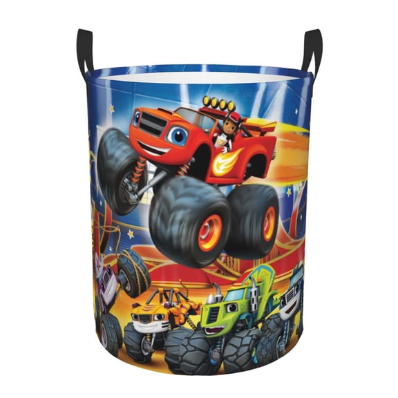 Large Laundry Basket With Handle, Blaze Monster Collapsible Laundry Hamper, Dirty Clothes Storage Basket For Living Room, Bathroom, Bedroom, College Dorm Small