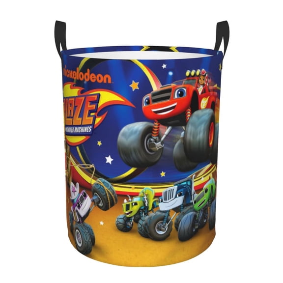 Large Laundry Basket With Handle, Blaze Monster Collapsible Laundry Hamper, Dirty Clothes Storage Basket For Living Room, Bathroom, Bedroom, College Dorm Small