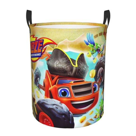 Large Laundry Basket With Handle, Blaze Monster Collapsible Laundry Hamper, Dirty Clothes Storage Basket For Living Room, Bathroom, Bedroom, College Dorm Small