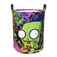 thumbnail image 1 of Large Laundry Basket with Handle, Invader Zim Collapsible Laundry Hamper, Dirty Clothes Storage Basket for Living Room, Bathroom, Bedroom, College Dorm, 1 of 7