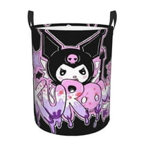 Large Laundry Basket with Handle, Kuromi and My Melody Collapsible Laundry Hamper, Dirty Clothes Storage Basket for Living Room, Bathroom, Bedroom, College Dorm