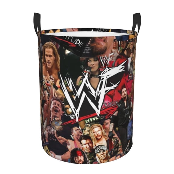 Large Laundry Basket with Handle, WWE Collapsible Laundry Hamper, Dirty Clothes Storage Basket for Living Room, Bathroom, Bedroom, College Dorm