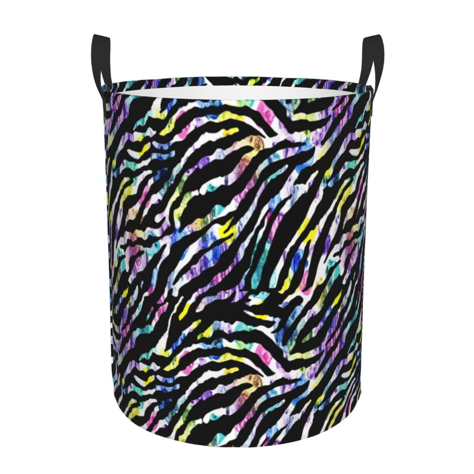 Large Laundry Basket with Handles - Abstract Zebra Tiger print Kids Baby Dirty Clothes Laundry Hamper for Bedroom Aesthetic