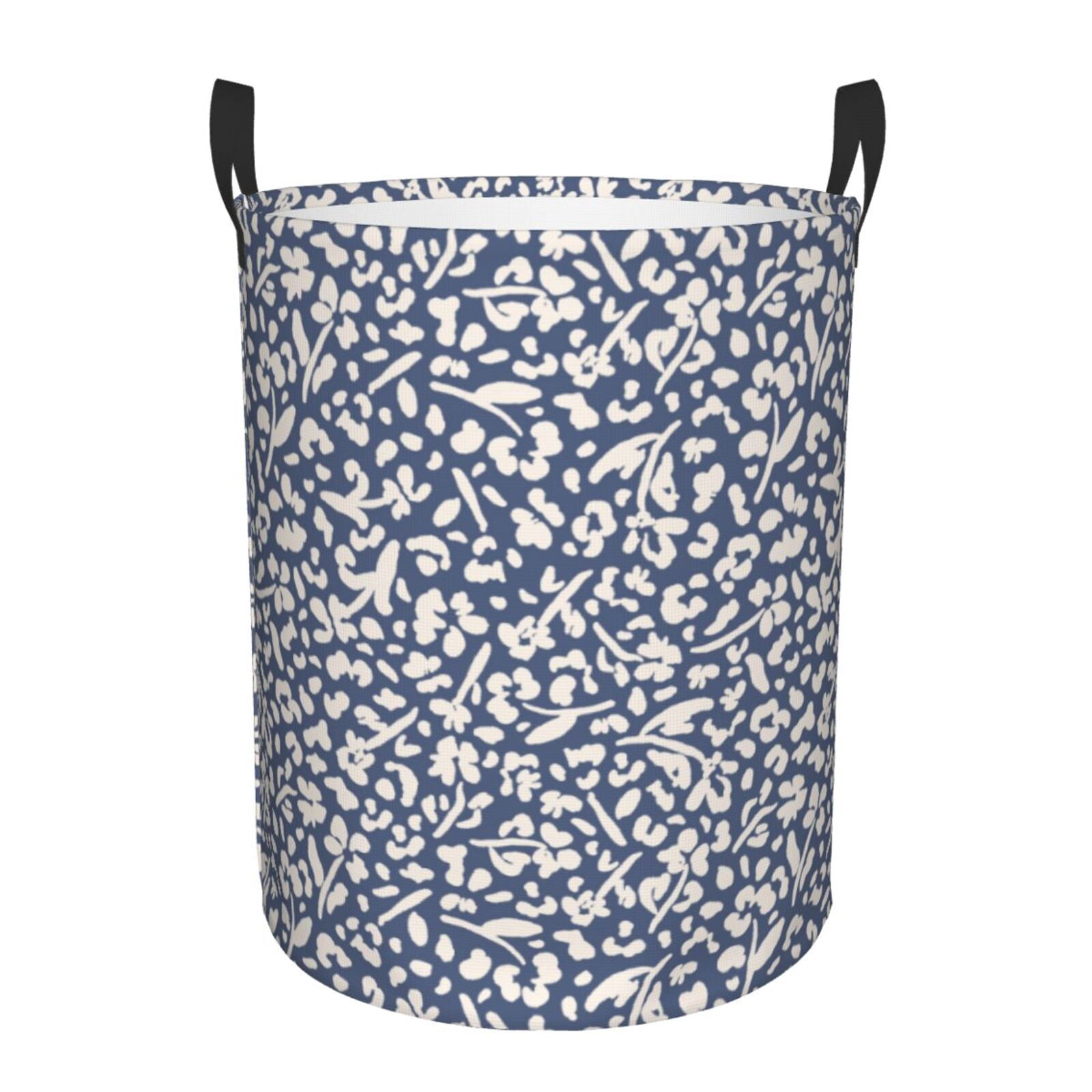 Large Laundry Basket with Handles - Abstract flowers leopard Kids Baby Dirty Clothes Laundry Hamper for Bedroom Aesthetic