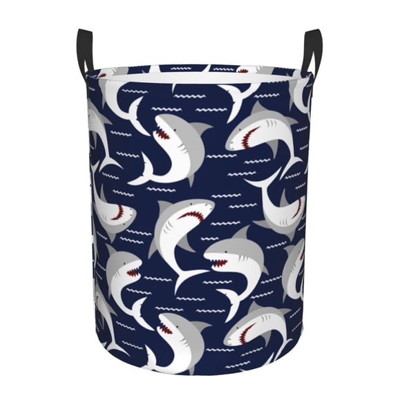 Large Laundry Basket with Handles - Angry Shark Kids Baby Dirty Clothes Laundry Hamper for Bedroom Aesthetic