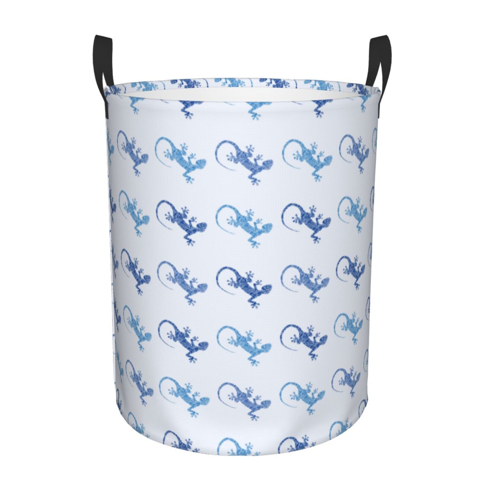 Large Laundry Basket with Handles - Artistic Cute Lizard Gecko Blue Kids Baby Dirty Clothes Laundry Hamper for Bedroom Aesthetic