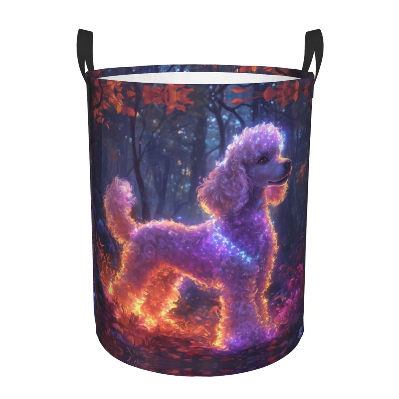 Large Laundry Basket with Handles - Autumn Glow Poodle Dream Kids Baby Dirty Clothes Laundry Hamper for Bedroom Aesthetic