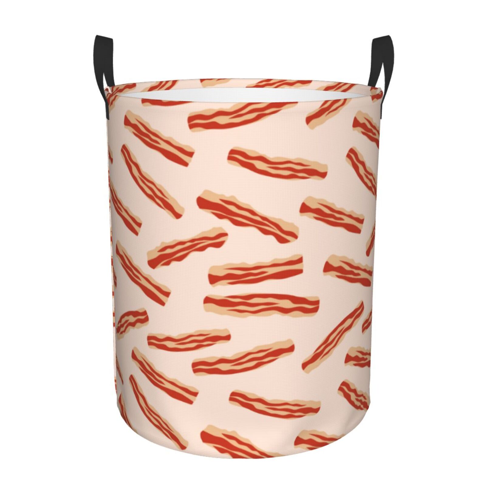 Large Laundry Basket with Handles - Bacon Print No.909 Kids Baby Dirty Clothes Laundry Hamper for Bedroom Aesthetic