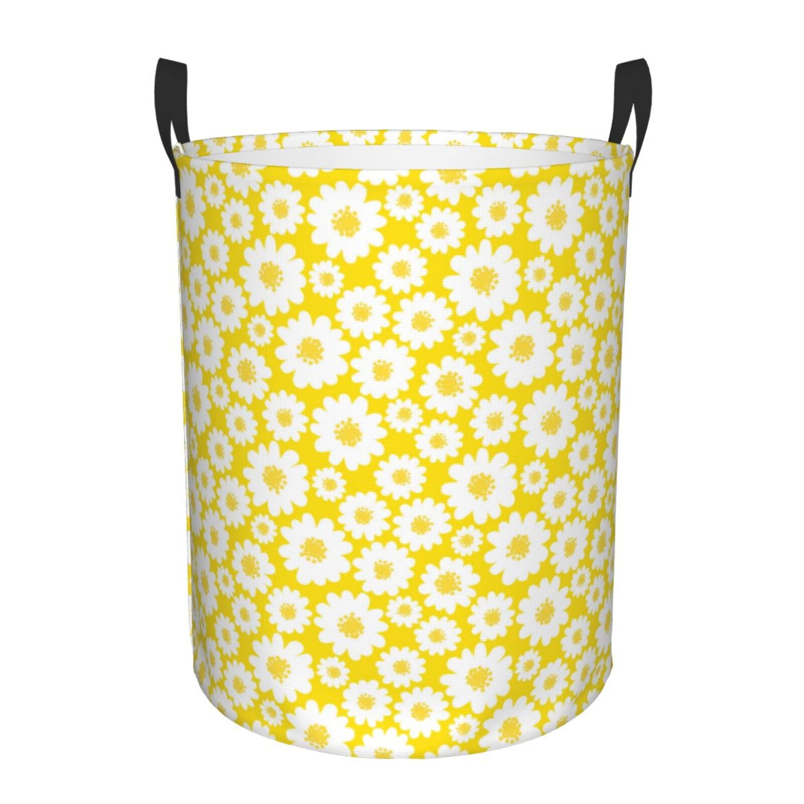 Large Laundry Basket with Handles - Beautiful Daisies Flowers Kids Baby Dirty Clothes Laundry Hamper for Bedroom Aesthetic