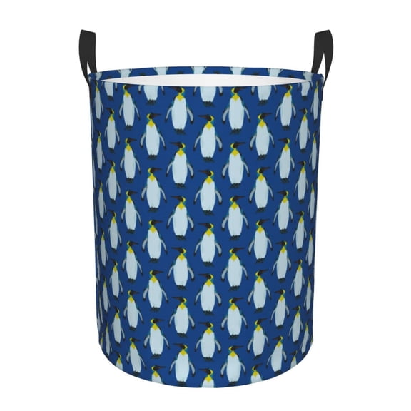 Large Laundry Basket with Handles - Beautiful King Penguin Kids Baby Dirty Clothes Laundry Hamper for Bedroom Aesthetic
