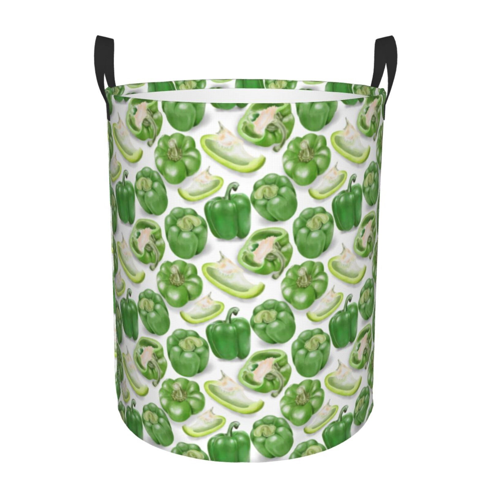 Large Laundry Basket with Handles - Bell Pepper green funny Kids Baby Dirty Clothes Laundry Hamper for Bedroom Aesthetic