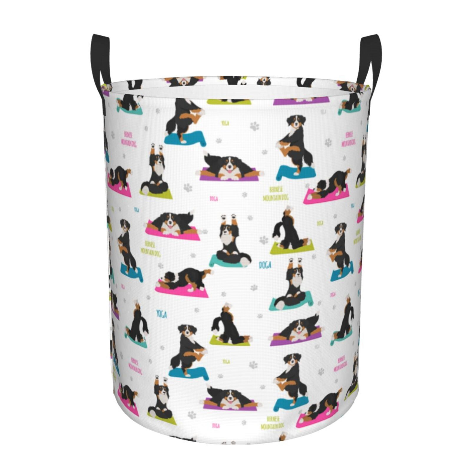 Large Laundry Basket with Handles - Bernese mountain Yoga dogs funny Kids Baby Dirty Clothes Laundry Hamper for Bedroom Aesthetic