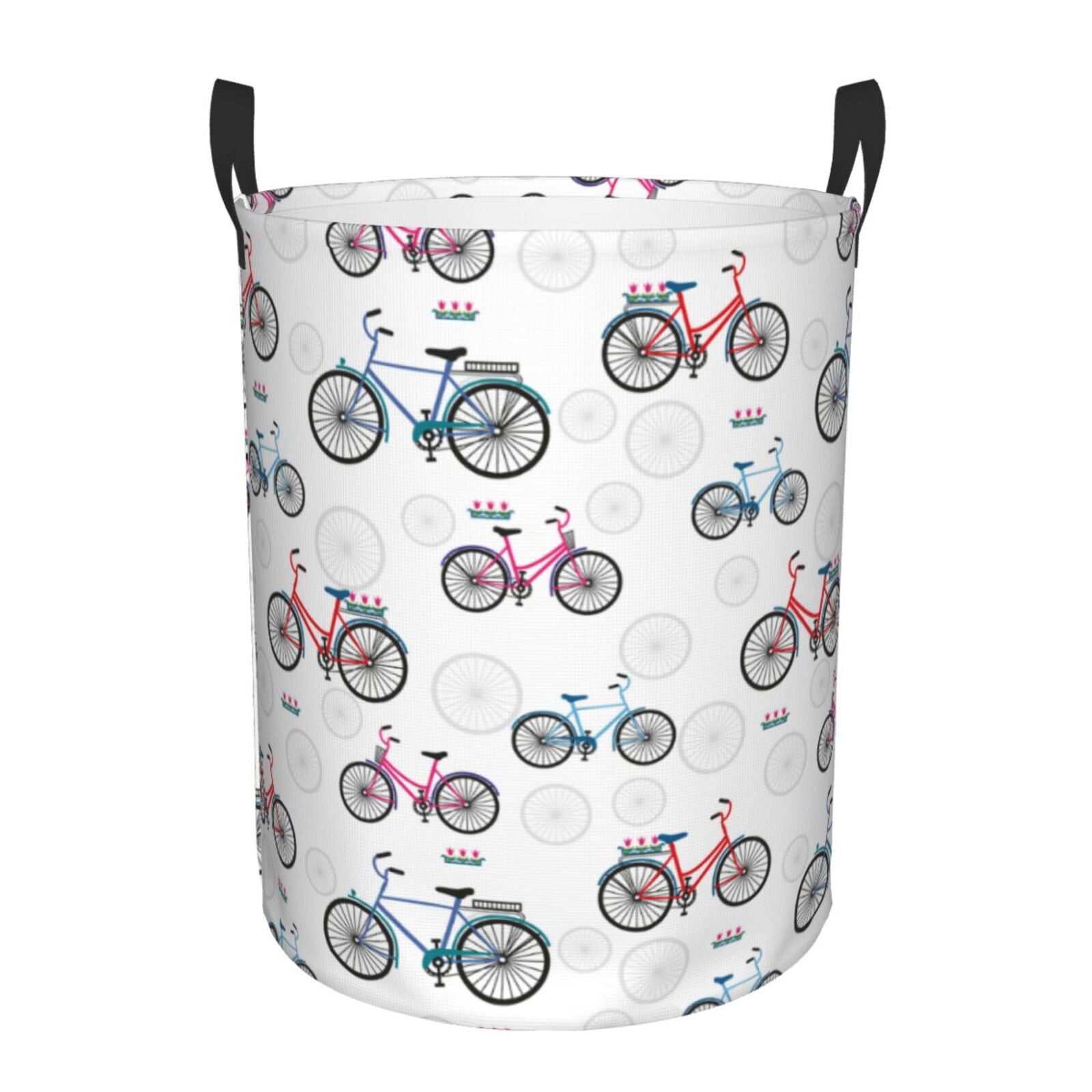 Large Laundry Basket with Handles - Bike gear flower Kids Baby Dirty Clothes Laundry Hamper for Bedroom Aesthetic