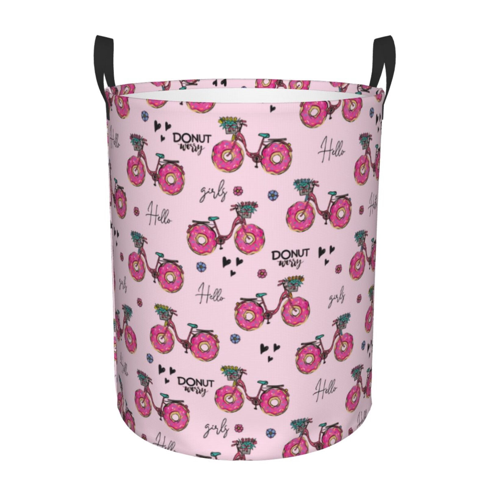 Large Laundry Basket with Handles - Bike with Donut Wheels Kids Baby Dirty Clothes Laundry Hamper for Bedroom Aesthetic
