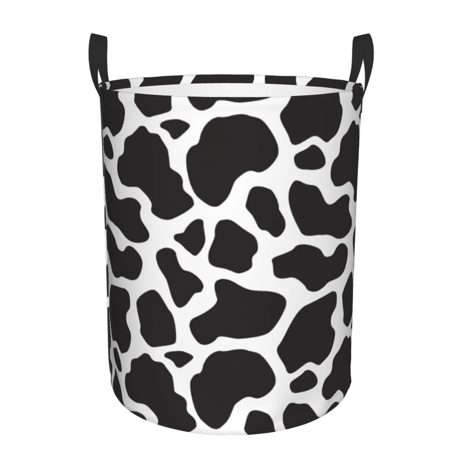 Large Laundry Basket with Handles - Black White Cow Print pattern Kids Baby Dirty Clothes Laundry Hamper for Bedroom Aesthetic