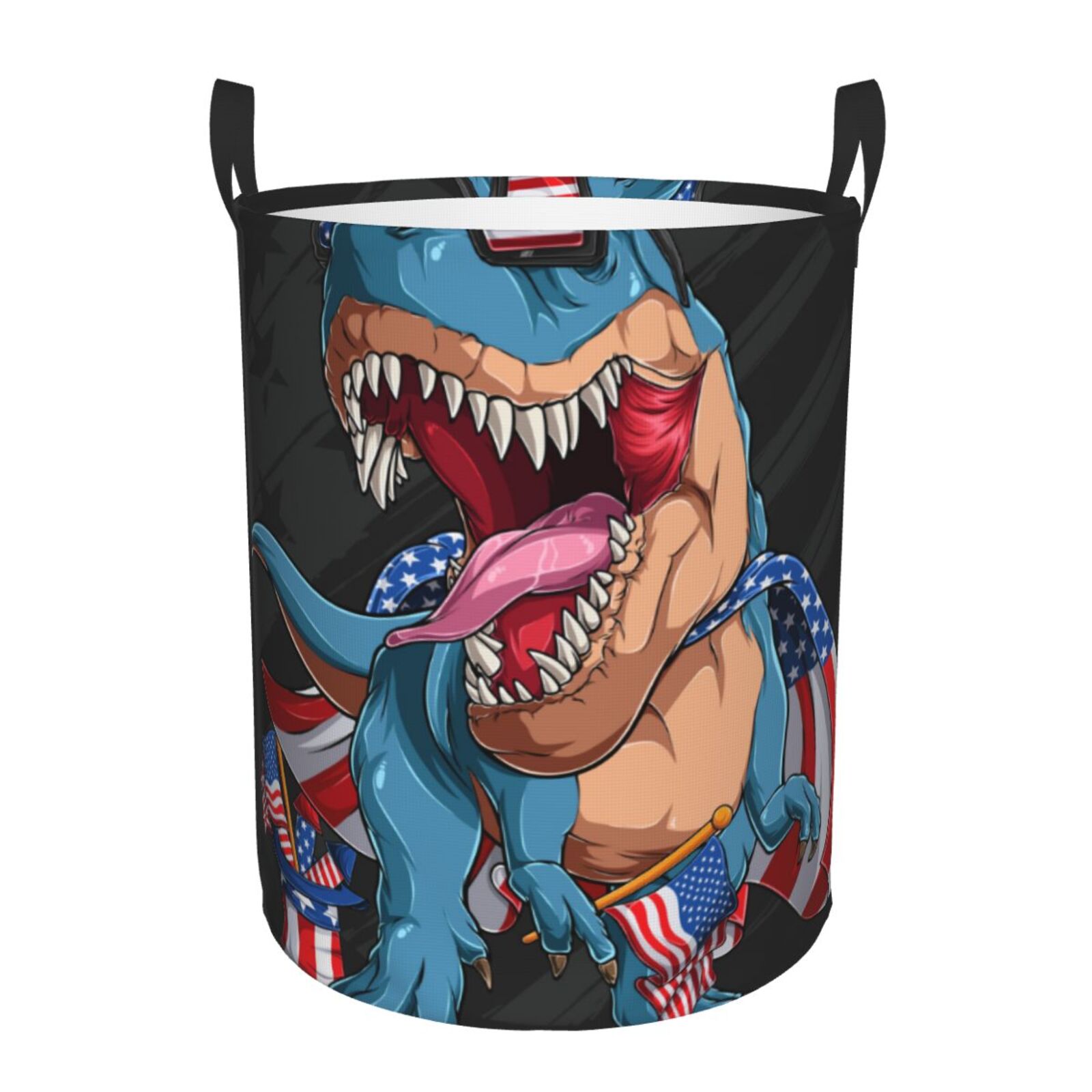 Large Laundry Basket with Handles - Blue Dinosaur Kids Baby Dirty Clothes Laundry Hamper for Bedroom Aesthetic