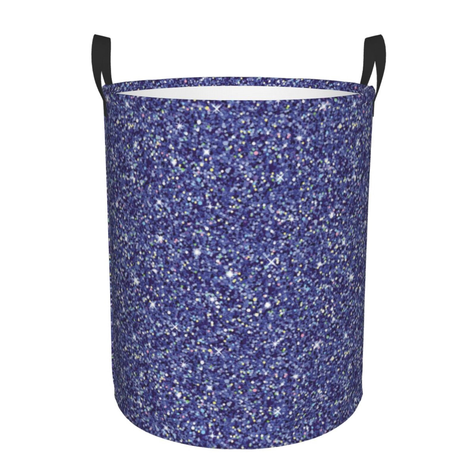 Large Laundry Basket with Handles - Blue Glitter lightning J Kids Baby Dirty Clothes Laundry Hamper for Bedroom Aesthetic