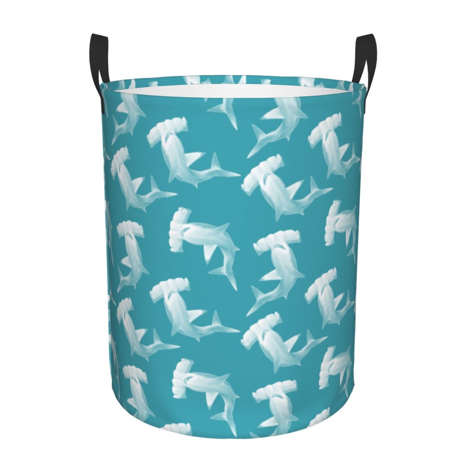 Large Laundry Basket with Handles - Blue Hammerhead Shark Kids Baby Dirty Clothes Laundry Hamper for Bedroom Aesthetic