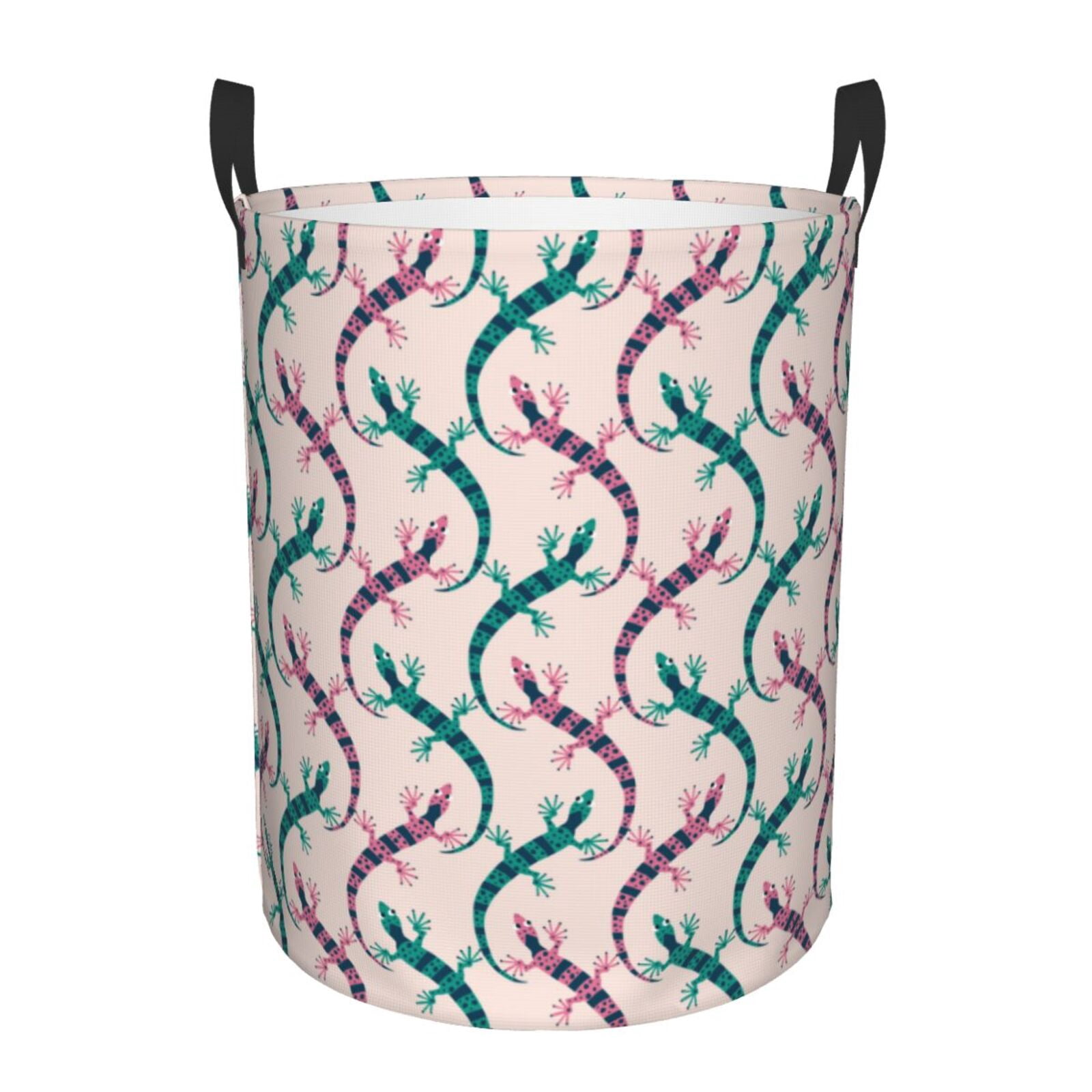 Large Laundry Basket with Handles - Bohemian Cute Lizard Gecko Kids Baby Dirty Clothes Laundry Hamper for Bedroom Aesthetic