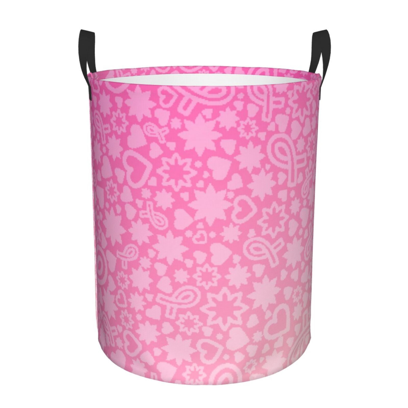 Large Laundry Basket with Handles - Breast Cancer Pink Ribbons Awareness Kids Baby Dirty Clothes Laundry Hamper for Bedroom Aesthetic