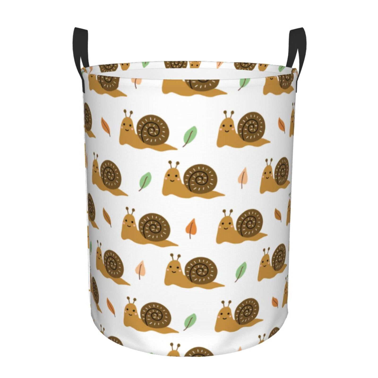 Large Laundry Basket with Handles - Brown White Snail Print Kids Baby Dirty Clothes Laundry Hamper for Bedroom Aesthetic