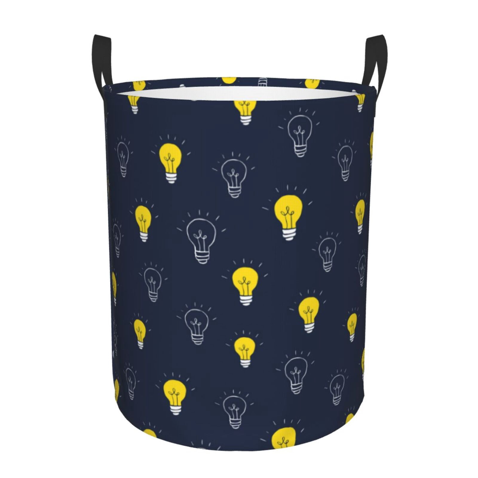 Large Laundry Basket with Handles - Bulb Shiny Pattern Kids Baby Dirty Clothes Laundry Hamper for Bedroom Aesthetic