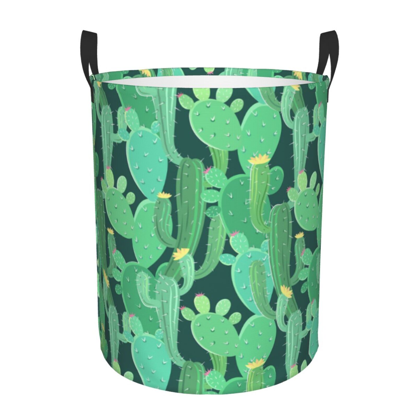 Large Laundry Basket with Handles - Cactus green Pattern Kids Baby Dirty Clothes Laundry Hamper for Bedroom Aesthetic