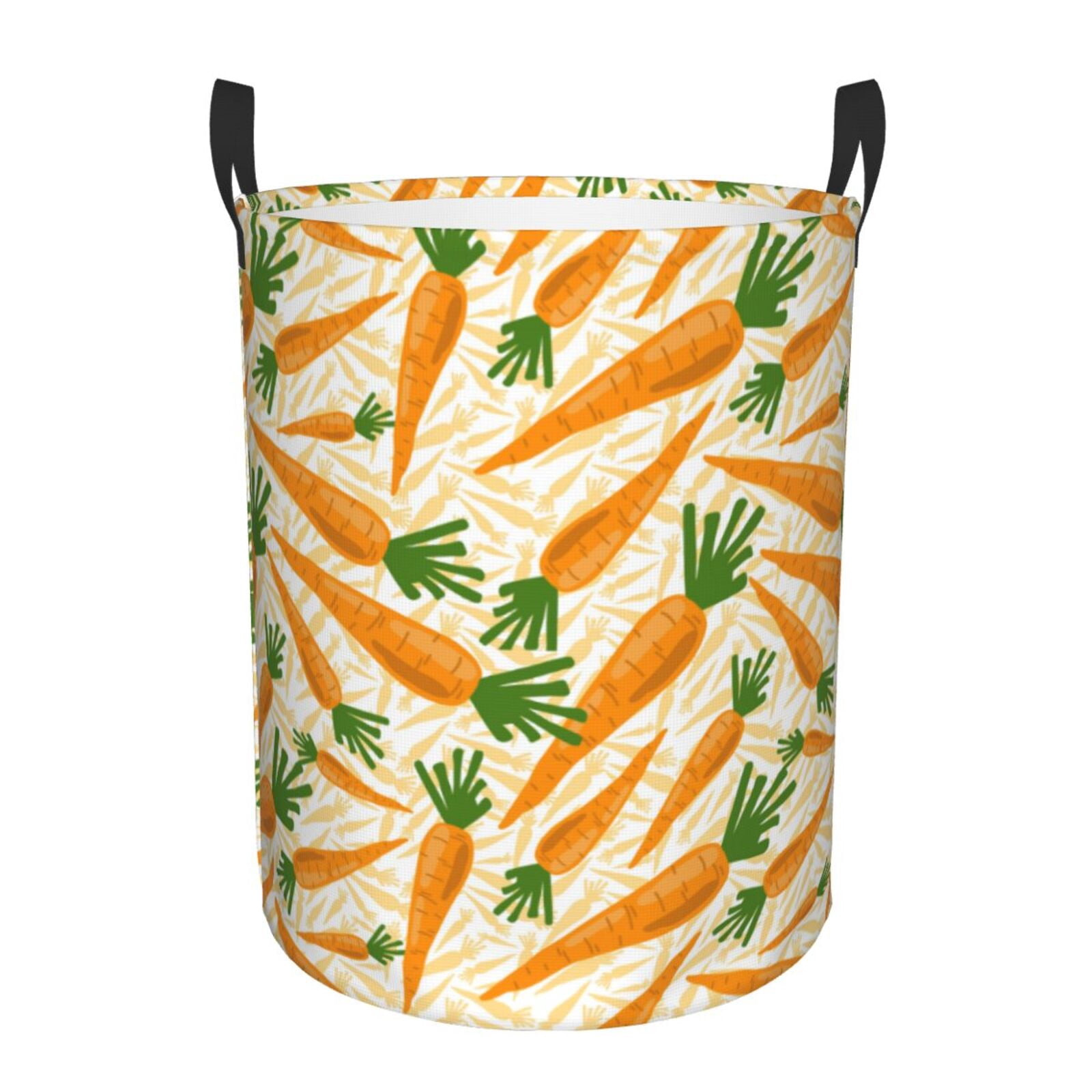 Large Laundry Basket with Handles - Carrot Pattern Kids Baby Dirty Clothes Laundry Hamper for Bedroom Aesthetic