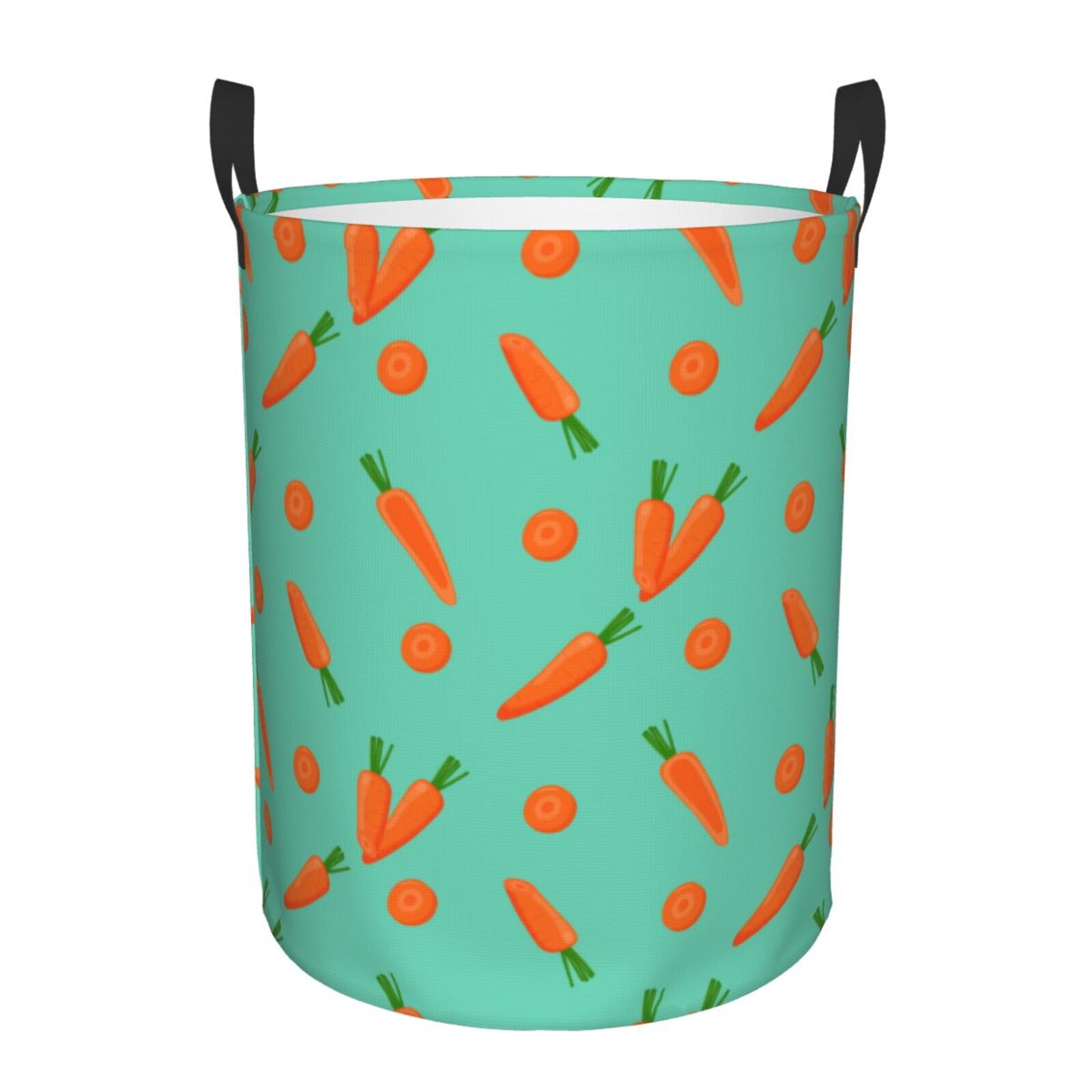 Large Laundry Basket with Handles - Carrot Pattern cyan Kids Baby Dirty Clothes Laundry Hamper for Bedroom Aesthetic