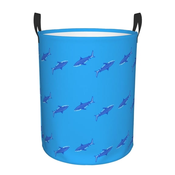 Large Laundry Basket with Handles - Cartoon Cool Shark Blue_D Kids Baby Dirty Clothes Laundry Hamper for Bedroom Aesthetic