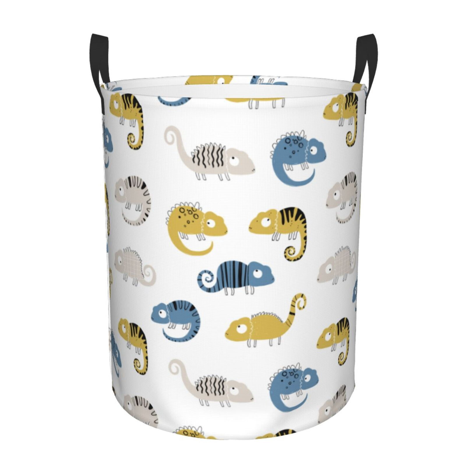 Large Laundry Basket with Handles - Cartoon Cute Chameleon Lizard_B Kids Baby Dirty Clothes Laundry Hamper for Bedroom Aesthetic