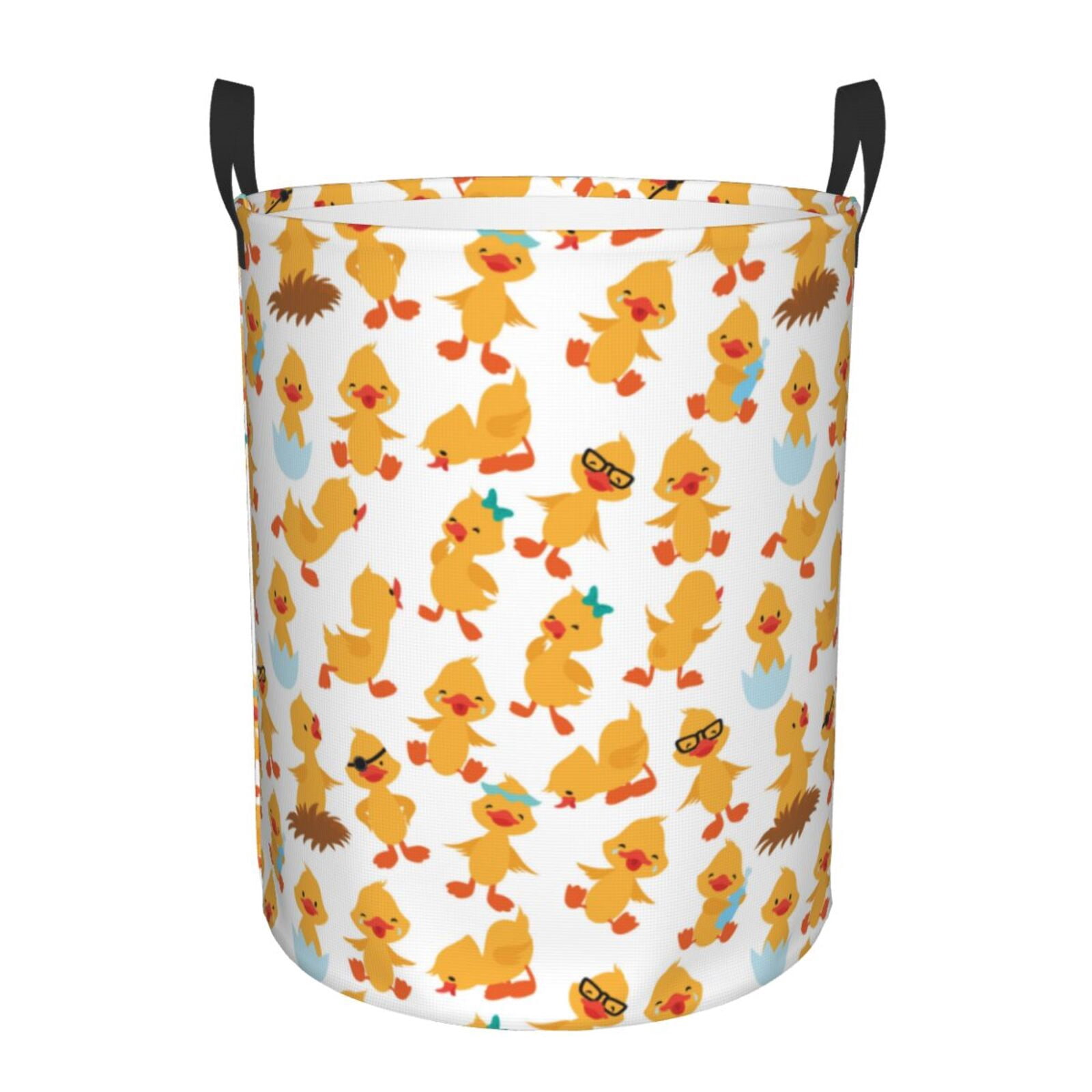 Large Laundry Basket with Handles - Cartoon Cute Duck With Glasses Kids Baby Dirty Clothes Laundry Hamper for Bedroom Aesthetic