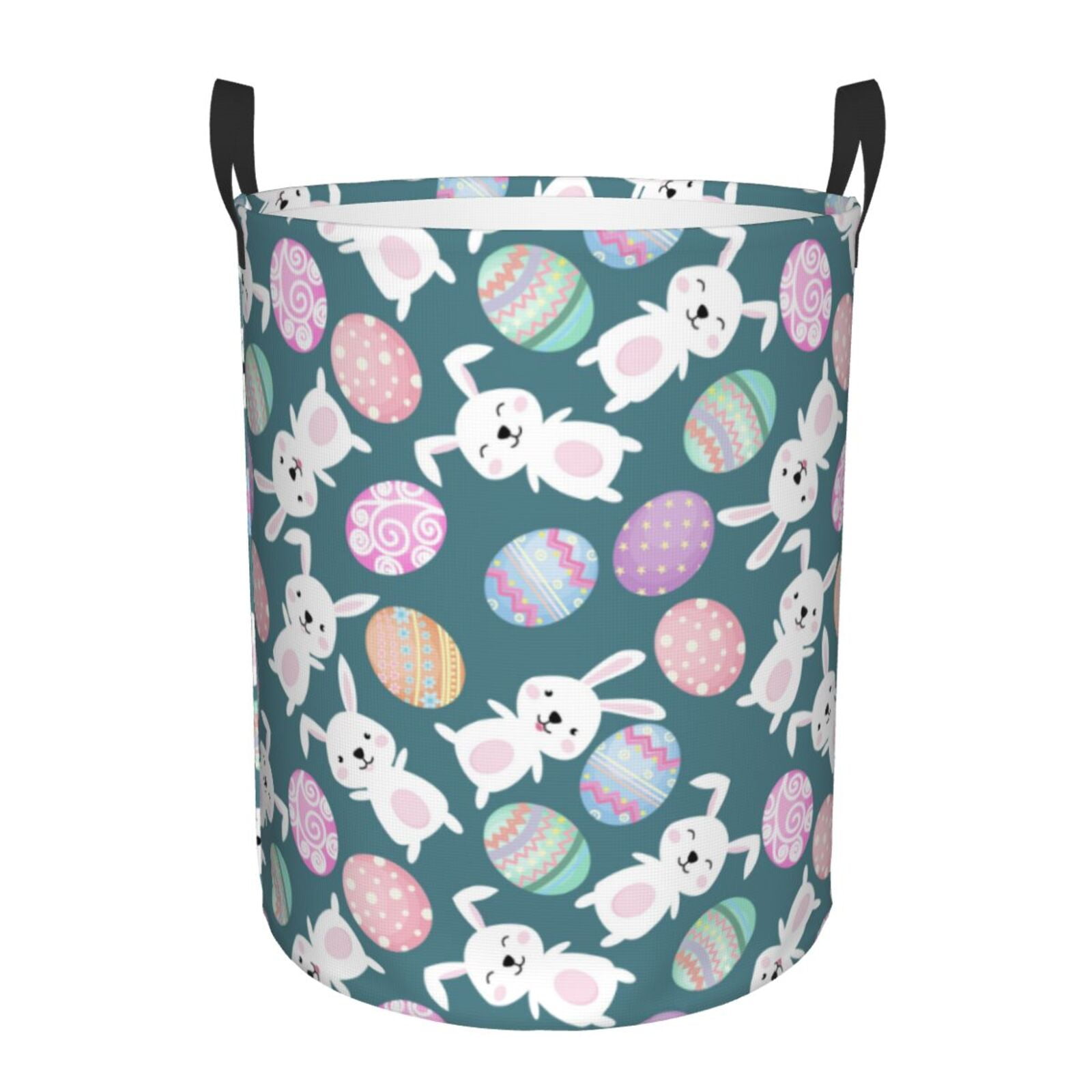 Large Laundry Basket with Handles - Cartoon Cute Rabbit Patterned Egg Kids Baby Dirty Clothes Laundry Hamper for Bedroom Aesthetic