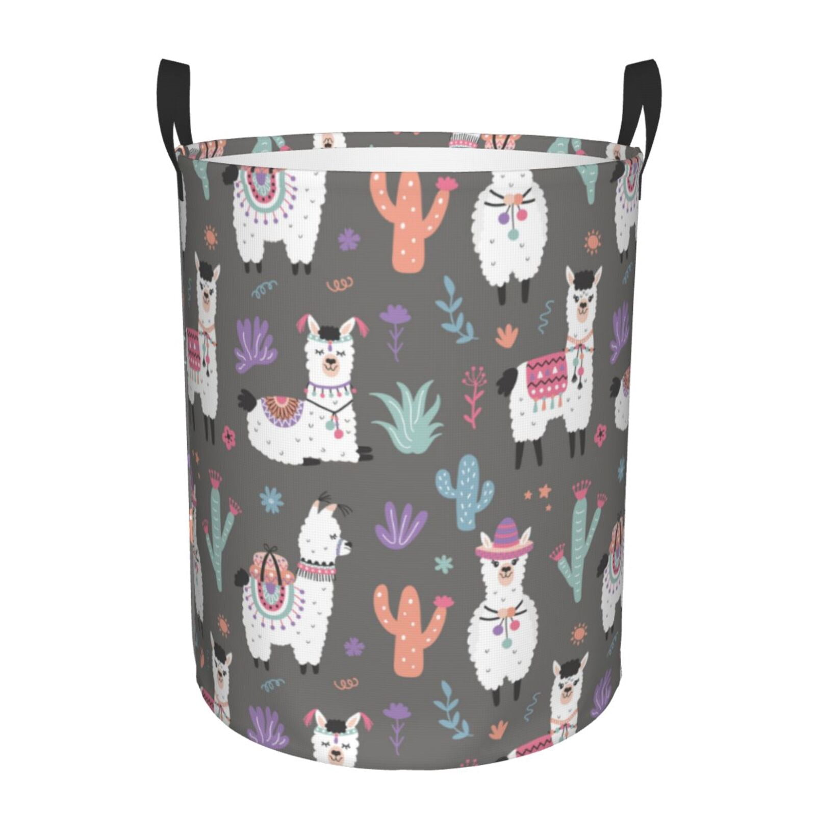 Large Laundry Basket with Handles - Cartoon Funny Cute Alpaca Kids Baby Dirty Clothes Laundry Hamper for Bedroom Aesthetic