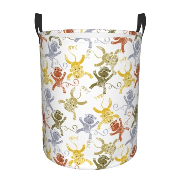 Large Laundry Basket with Handles - Cartoon Monkey Kids Baby Dirty Clothes Laundry Hamper for Bedroom Aesthetic