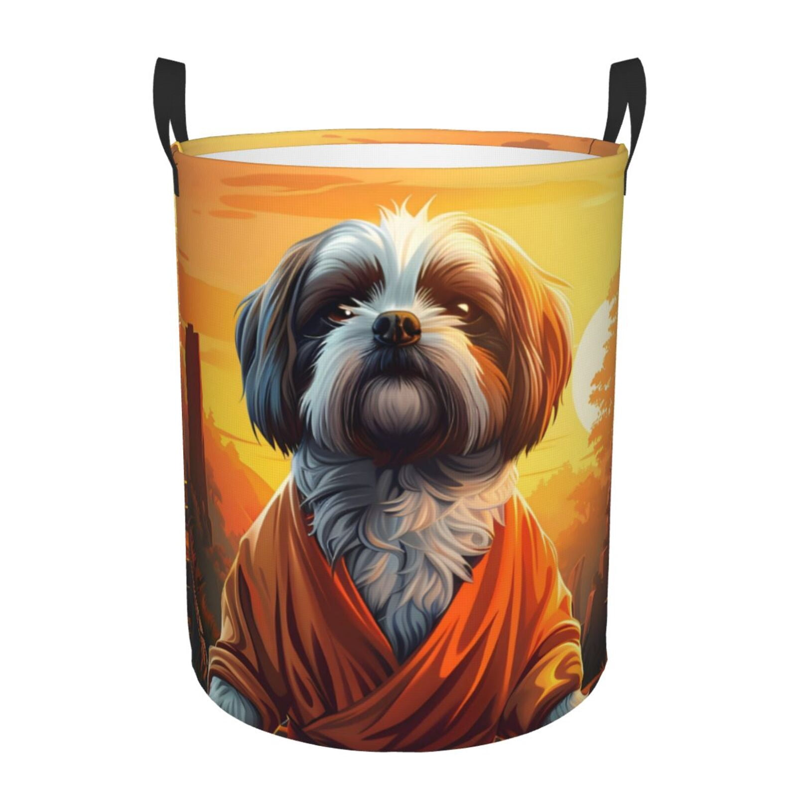 Large Laundry Basket with Handles - Cartoon Puppy Sunset Kids Baby Dirty Clothes Laundry Hamper for Bedroom Aesthetic