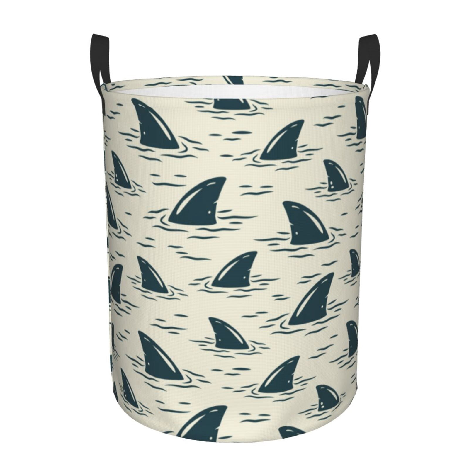 Large Laundry Basket with Handles - Cartoon Wavy Shark Fin Kids Baby Dirty Clothes Laundry Hamper for Bedroom Aesthetic