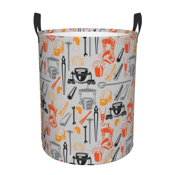 Large Laundry Basket with Handles - Cast steel equipment Kids Baby Dirty Clothes Laundry Hamper for Bedroom Aesthetic