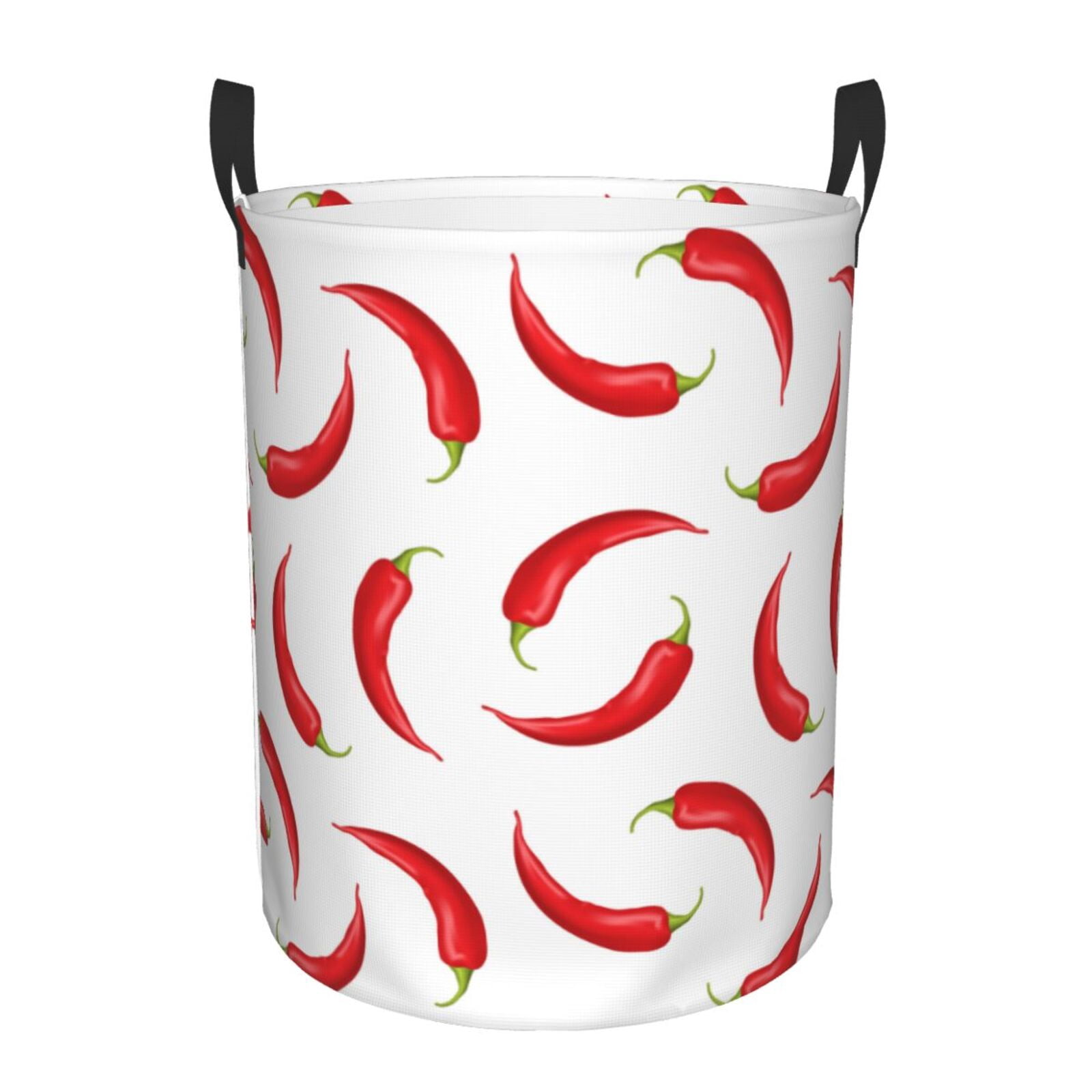 Large Laundry Basket with Handles - Chili Pepper Kids Baby Dirty Clothes Laundry Hamper for Bedroom Aesthetic