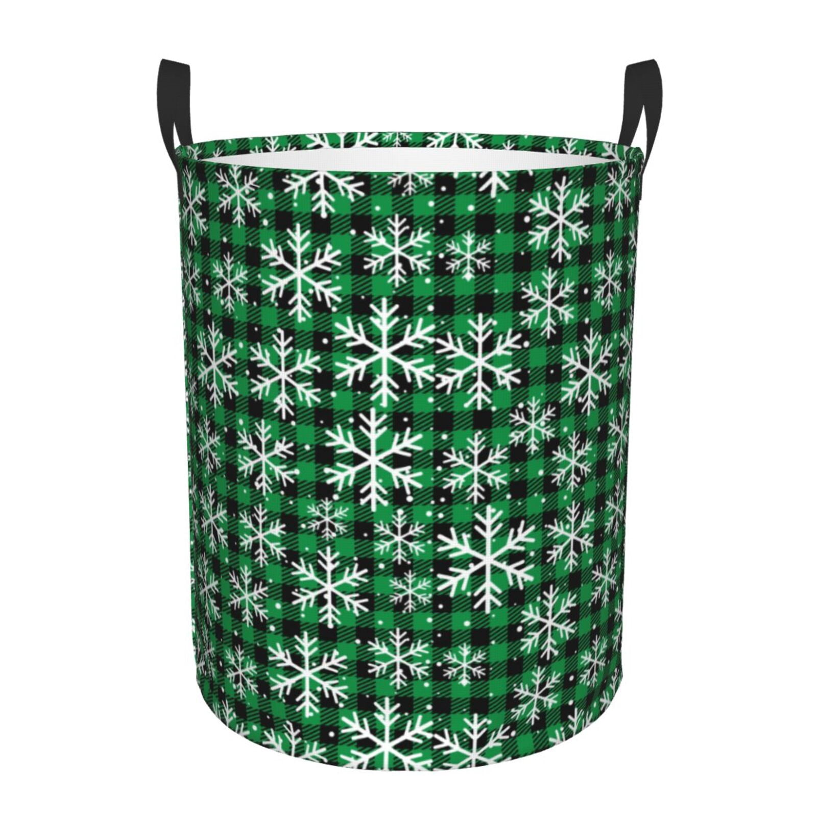 Large Laundry Basket with Handles - Christmas At Buffalo Plaid Kids Baby Dirty Clothes Laundry Hamper for Bedroom Aesthetic