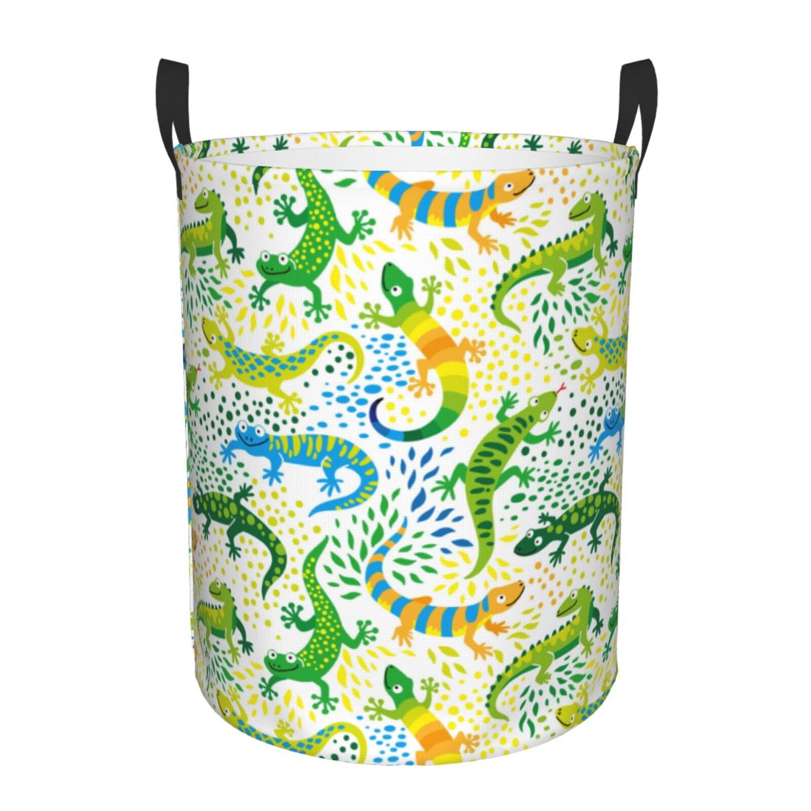 Large Laundry Basket with Handles - Classic Cute Lizard Kids Baby Dirty Clothes Laundry Hamper for Bedroom Aesthetic